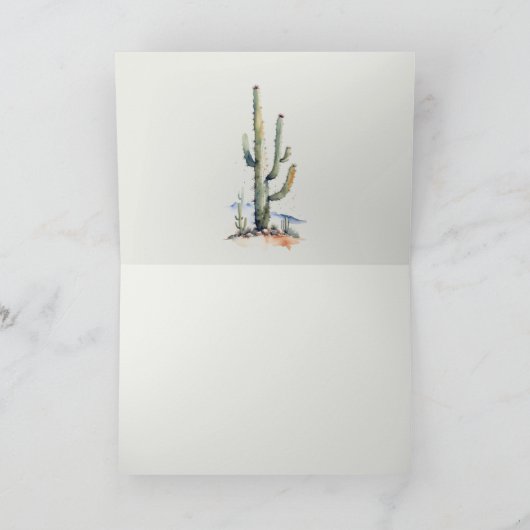 Western Boho Cactus Desert Landscape Wedding Dankeskarte (Innenseite)