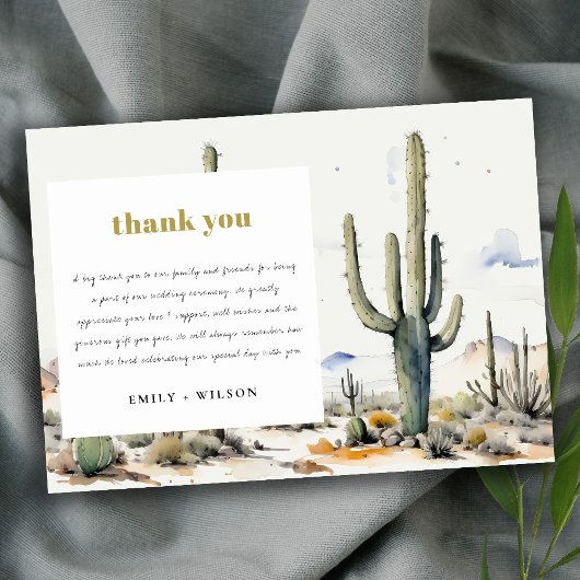 Western Boho Cactus Desert Landscape Wedding Dankeskarte