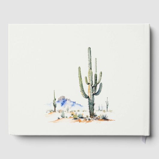 Western Boho Cactus Desert Landscape Wedding Gästebuch (Rückseite)