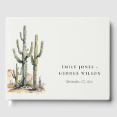 Western Boho Cactus Desert Landscape Wedding Gästebuch (Vorderseite)