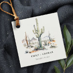 Western Boho Cactus Desert Landscape Wedding Geschenkanhänger<br><div class="desc">If you need any further customisation please feel free to message me on yellowfebstudio@gmail.com.</div>