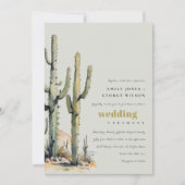 Western Boho Cactus Desert Sage Green Wedding Einladung (Vorderseite)