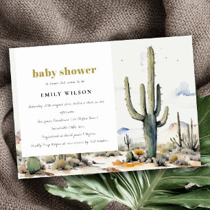 Western Boho Cactus Wüste Landscape Baby Shower Einladung