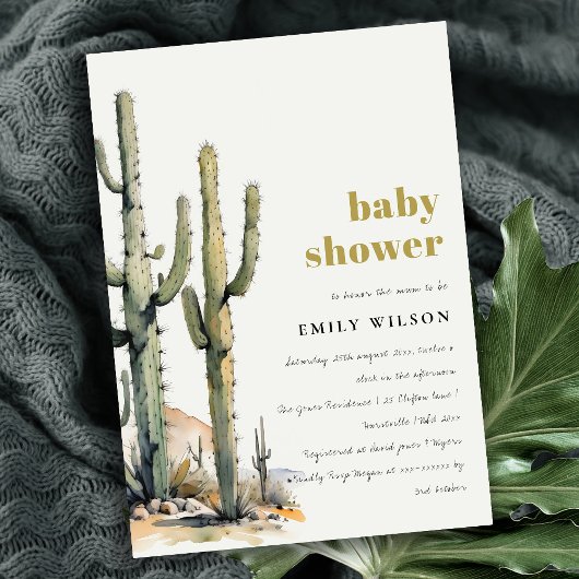 Western Boho Cactus Wüste Landscape Baby Shower Einladung