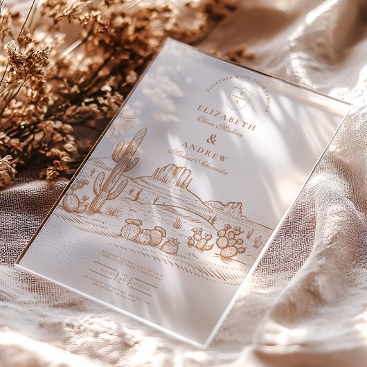 Western Boho Cactus Wüste Landscape Wedding Acryleinladungen