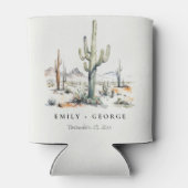 Western Boho Cactus Wüste Landscape Wedding Dosenkühler (Rückseite)