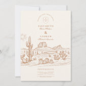 Western Boho Cactus Wüste Landscape Wedding Einladung (Vorderseite)