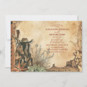 Western Boho Cactus Wüste Landscape Wedding Einladung (Vorderseite)