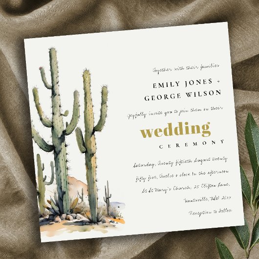 Western Boho Cactus Wüste Landscape Wedding Einladung