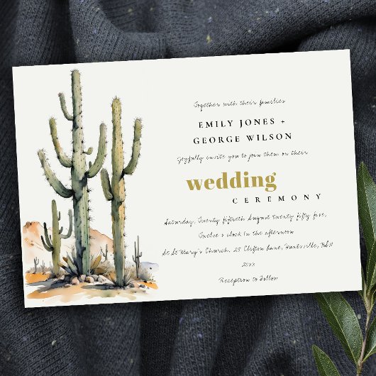 Western Boho Cactus Wüste Landscape Wedding Einladung