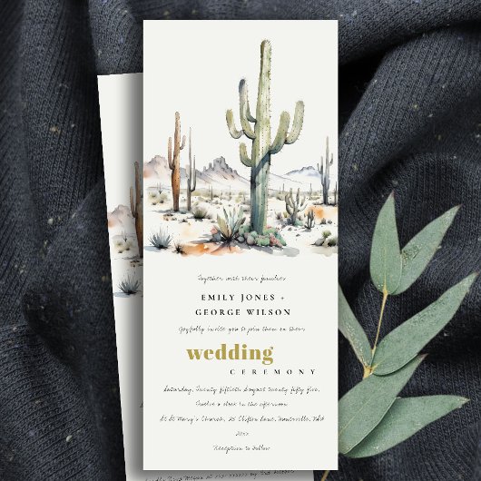 Western Boho Cactus Wüste Landscape Wedding Einladung