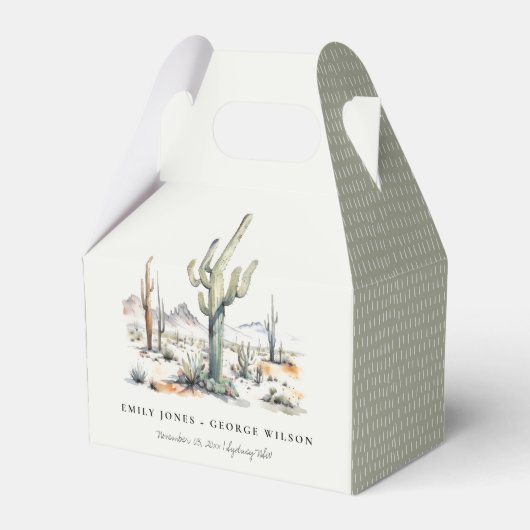 Western Boho Cactus Wüste Landscape Wedding Geschenkschachtel (Vorderseite)