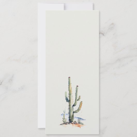 Western Boho Cactus Wüste Landscape Wedding Menu Einladung (Rückseite)
