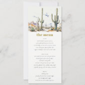 Western Boho Cactus Wüste Landscape Wedding Menu Einladung (Vorderseite)