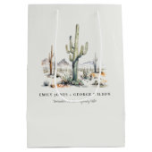 Western Boho Cactus Wüste Landscape Wedding Mittlere Geschenktüte (Rückseite)