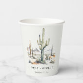 Western Boho Cactus Wüste Landscape Wedding Pappbecher (Rückseite)