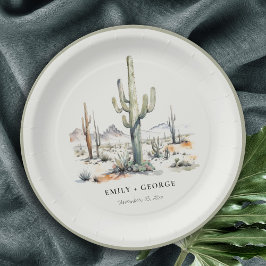 Western Boho Cactus Wüste Landscape Wedding Pappteller