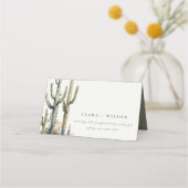 Western Boho Cactus Wüste Landscape Wedding Platzkarte (Vorderseite)