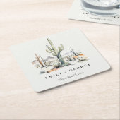 Western Boho Cactus Wüste Landscape Wedding Rechteckiger Pappuntersetzer (angewinkelt)