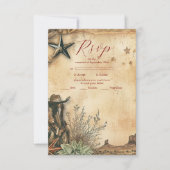 Western Boho Cactus Wüste Landscape Wedding RSVP Karte (Vorderseite)