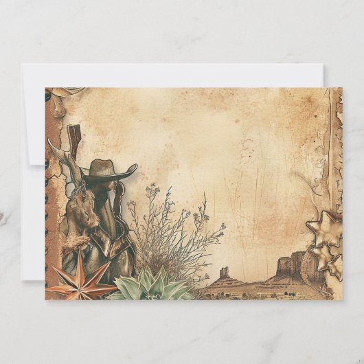 Western Boho Cactus Wüste Landscape Wedding Save The Date (Rückseite)