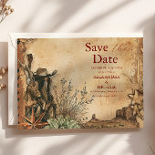 Western Boho Cactus Wüste Landscape Wedding Save The Date