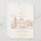 Western Boho Cactus Wüste Landscape Wedding Save The Date (Vorderseite)