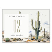 Western Boho Cactus Wüste Landscape Wedding Tischnummer (Rückseite)