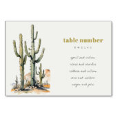 Western Boho Cactus Wüste Wedding Seating Charts Tischnummer (Vorderseite)