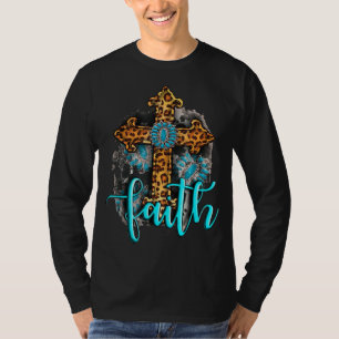 Western Boho Christlich Türkise Leopard Faith Cro T-Shirt