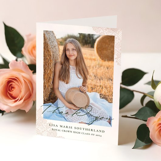 Western Boho Country Lace Foto Abschluss Dankeskarte