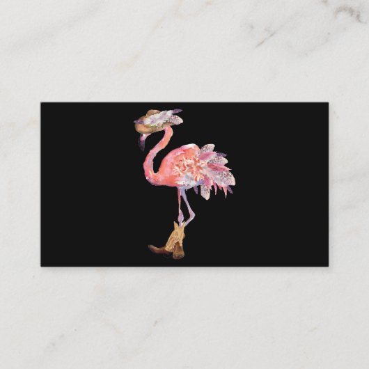 Western Boho Cowgirl Flamingo Print Visitenkarte (Vorderseite)