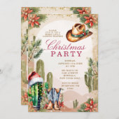 Western Boho Desert Cactus Cowboy Weihnachtsfeiert Einladung (Vorne/Hinten)