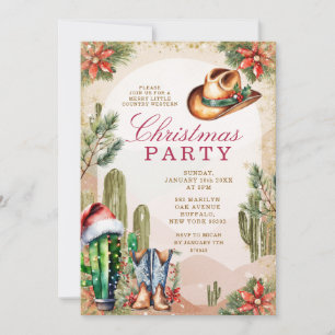 Western Boho Desert Cactus Cowboy Weihnachtsfeiert Einladung