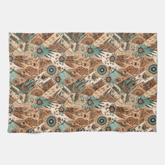 Western Boho-Fliesenmuster Geschirrtuch (Horizontal)