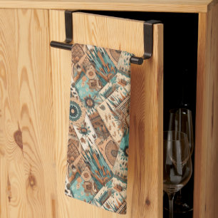 Western Boho-Fliesenmuster Geschirrtuch