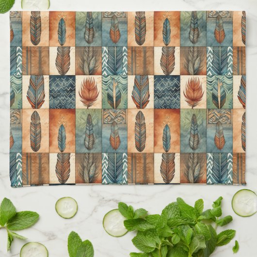 Western Boho-Fliesenmuster Geschirrtuch (Gefaltet)
