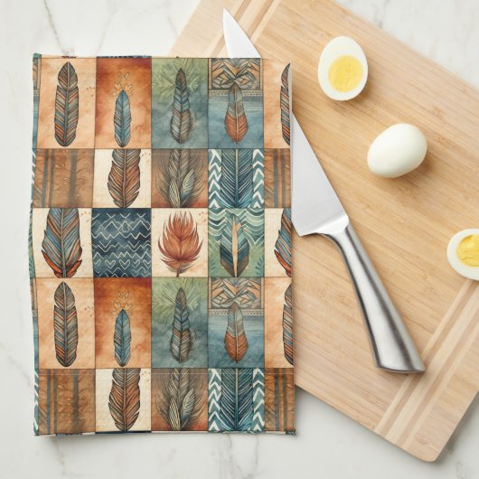 Western Boho-Fliesenmuster Geschirrtuch (Viertel Falte)