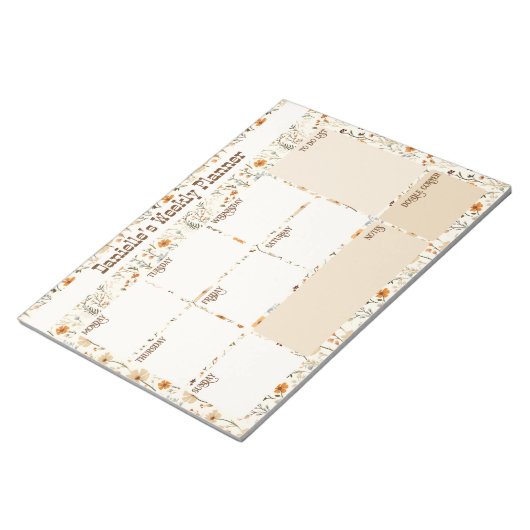 Western Boho Floral Custom Weekly Planer Notizblock (angewinkelt)