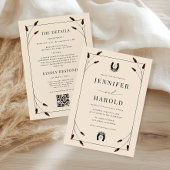 Western Boho Horseshoe Monogram All in one Wedding Einladung