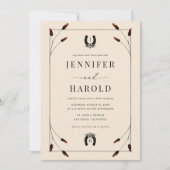 Western Boho Horseshoe Monogram All in one Wedding Einladung (Vorderseite)