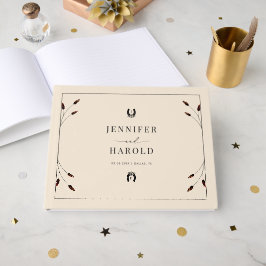 Western Boho Horseshoe Monogram Ranch Farm Wedding Gästebuch