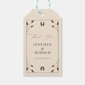 Western Boho Horseshoe Monogram Ranch Farm Wedding Geschenkanhänger (Rückseite)