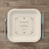 Western Boho Horseshoe Monogram Rustic Wedding Pappteller