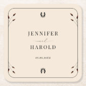 Western Boho Horseshoe Monogram Rustic Wedding Rechteckiger Pappuntersetzer (Vorderseite)