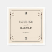 Western Boho Horseshoe Monogram Rustic Wedding Serviette (Vorderseite)