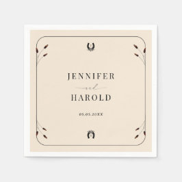 Western Boho Horseshoe Monogram Rustic Wedding Serviette