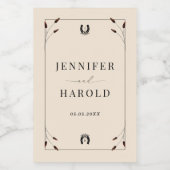 Western Boho Horseshoe Monogram Rustic Wedding Weinetikett (Einzelnes Label)