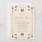 Western Boho Horseshoe Monogramm Brautparty Einladung (Vorderseite)