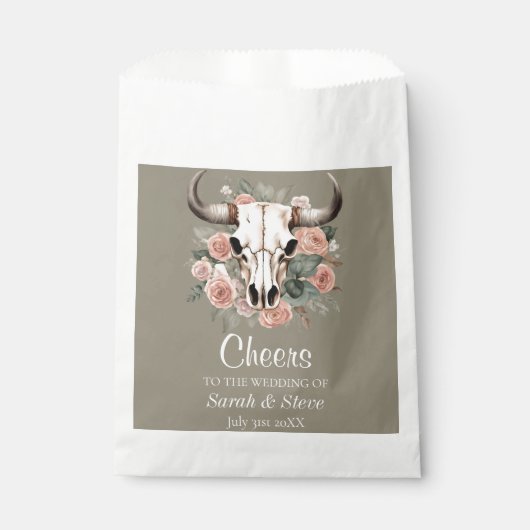 Western Boho Kuh Bläschen Schädelsage Hochzeit Geschenktütchen (Vorderseite)